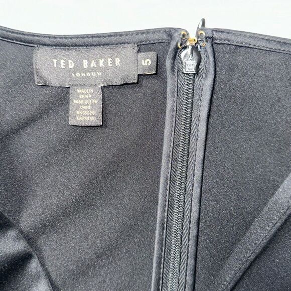 Ted Baker 5/14 Opal Alithea Black Floral V Neck Long Sleeve Bodycon Midi Dress - Picture 13 of 13